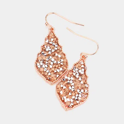 Fashnzfab Glitter Stone Petal Dangle Earrings In Multi