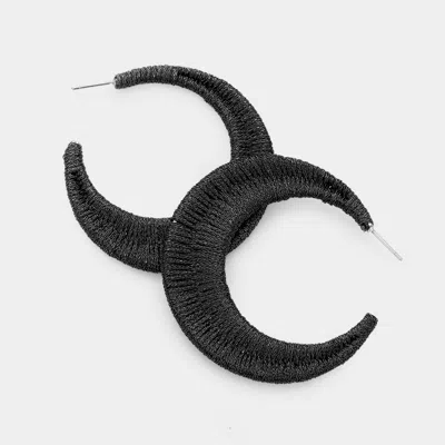 Fashnzfab Glitter Threaded Wrapped Hoop Earrings - Jet Black