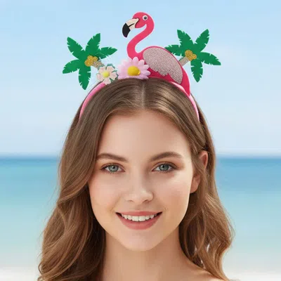 Fashnzfab Glitter Tropical Flamingo Floral Palm Tree Party Headband In Multi
