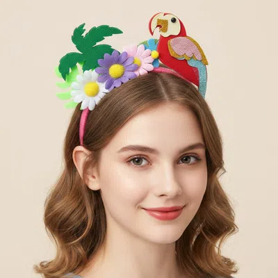 Fashnzfab Glitter Tropical Parrot Floral Palm Tree Party Headband In Multi
