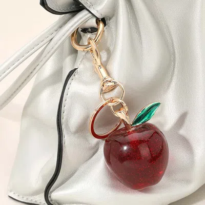 Fashnzfab Glittered Apple Keychain / Bag Charm In Red
