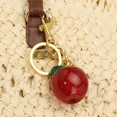 Fashnzfab Glittered Apple Keychain / Bag Charm In Red