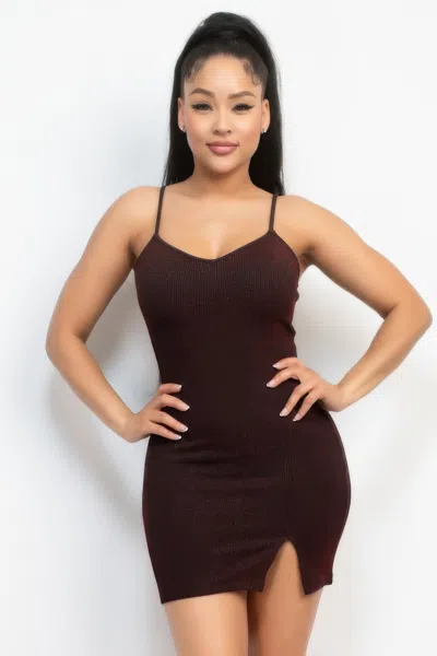 Fashnzfab Glittered Bodycon Slit Dress In Multi