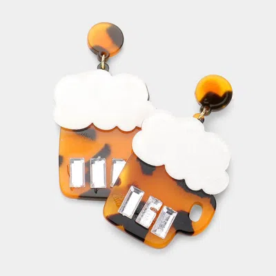 Fashnzfab Glittered Celluloid Acetate Tortoise Beer Dangle Earrings In Multi