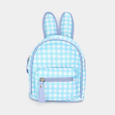 Fashnzfab Kids' Glittered Check Patterned Bunny Mini Backpack Bag In Blue
