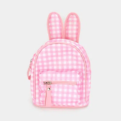 Fashnzfab Kids' Glittered Check Patterned Bunny Mini Backpack Bag In Pink