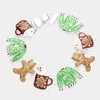 Fashnzfab Glittered Christmas Sweater Cat Gingerbread Man Pointed Latte Link Magnetic Bracelet Multi In Multi
