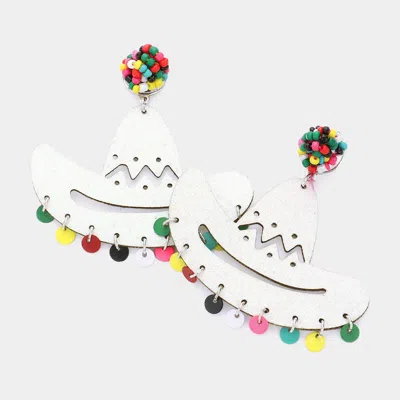 Fashnzfab Glittered Cowboy Hat Dangle Earrings In Multi
