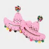 Fashnzfab Glittered Cowboy Hat Dangle Earrings In Pink