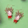 Fashnzfab Glittered Crystal Reindeer Dangle Earrings In Pink