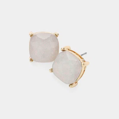 Fashnzfab Glittered Cushion Square Stud Earrings In Gold