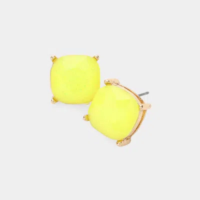 Fashnzfab Glittered Cushion Square Stud Earrings In Pattern