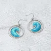 Fashnzfab Glittered Enamel Accent Wave Dangle Earrings In Metallic