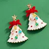Fashnzfab Glittered Enamel Christmas Tree Dangle Earrings In White