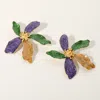 Fashnzfab Glittered Enamel Mardi Gras Flower Earrings In Multi