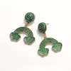 Fashnzfab Glittered Enamel St Patricks Rainbow Cloud Dangle Earrings In Green