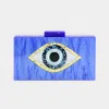 Fashnzfab Glittered Evil Eye Celluloid Acetate Clutch / Crossbody Bag In Blue