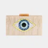 Fashnzfab Glittered Evil Eye Celluloid Acetate Clutch / Crossbody Bag In Sand