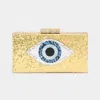 Fashnzfab Glittered Evil Eye Clutch / Crossbody Bag In Gold