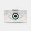 Fashnzfab Glittered Evil Eye Clutch / Crossbody Bag In Silver