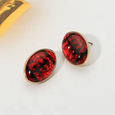 Fashnzfab Glittered Football Stud Earrings In Red