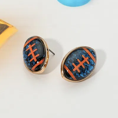 Fashnzfab Glittered Football Stud Earrings In Multi