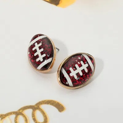 Fashnzfab Glittered Football Stud Earrings In Pink