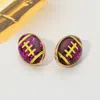 Fashnzfab Glittered Football Stud Earrings In Purple