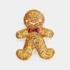 Fashnzfab Glittered Gingerbread Man Pin Brooch In Gold