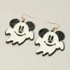 Fashnzfab Glittered Halloween Cute Mouse Character Ghost Dangle Earrings In Animal Print