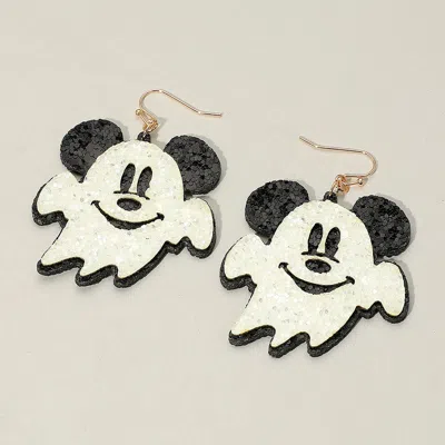 Fashnzfab Glittered Halloween Cute Mouse Character Ghost Dangle Earrings In Animal Print