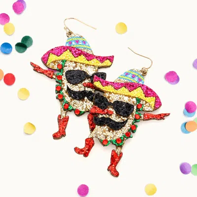 Fashnzfab Glittered Hat Taco Dangle Earrings In Red