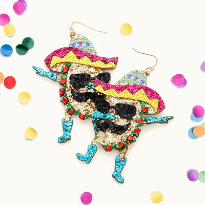 Fashnzfab Glittered Hat Taco Dangle Earrings - Multi In Blue