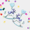 Fashnzfab Glittered Heart Rocking Horse Link Dangle Earrings In Blue