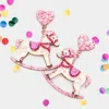 Fashnzfab Glittered Heart Rocking Horse Link Dangle Earrings In Pink