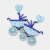 Fashnzfab Glittered Heart Stroller Dangle Earrings In Blue