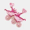 Fashnzfab Glittered Heart Stroller Dangle Earrings In Red