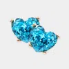 Fashnzfab Glittered Heart Stud Earrings In Blue