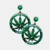 Fashnzfab Glittered Hemp Leaf Dangle Earrings In Green
