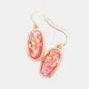 Fashnzfab Glittered Hexagon Dangle Earrings - Gold, Pink In Gold