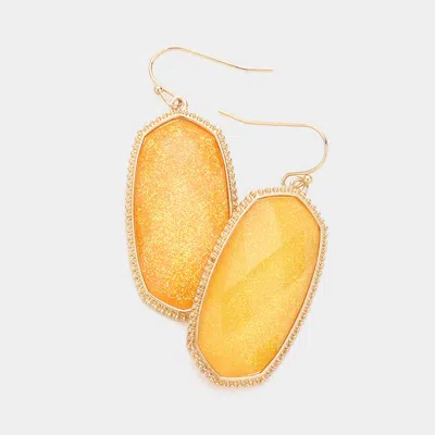 Fashnzfab Glittered Hexagon Dangle Earrings - Orange
