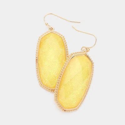 Fashnzfab Glittered Hexagon Dangle Earrings - Yellow