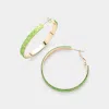 Fashnzfab Glittered Hoop Earrings - Gold, Green In Multi