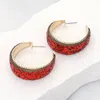 Fashnzfab Glittered Hoop Earrings In Red