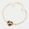 Fashnzfab Glittered Leopard Heart Charm Adjustable Pull Tie Bracelet Leopard In Gold