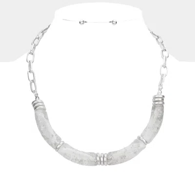 Fashnzfab Glittered Lucite Resin Necklace In Gray