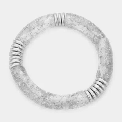 Fashnzfab Glittered Lucite Resin Stretch Bracelet Lucite, Worn Silver In Multi