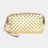 Fashnzfab Glittered Polka Dots Pouch Bag In Gold