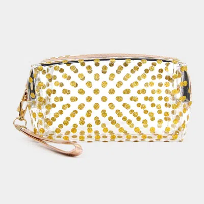 Fashnzfab Glittered Polka Dots Pouch Bag In Gold