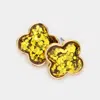 Fashnzfab Glittered Quatrefoil Stud Earrings In Gold